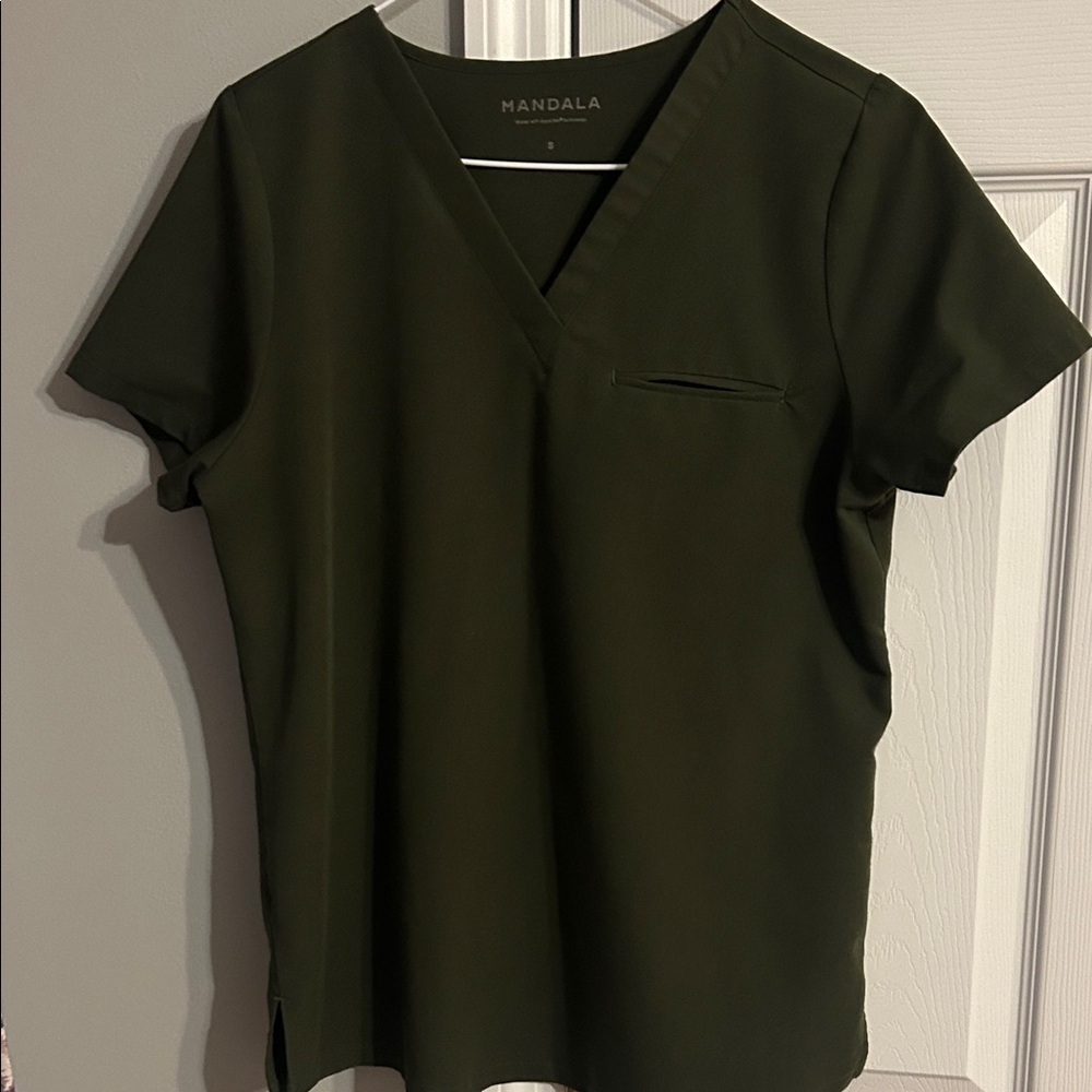 Mandala Women's Dark Green V-Neck Top